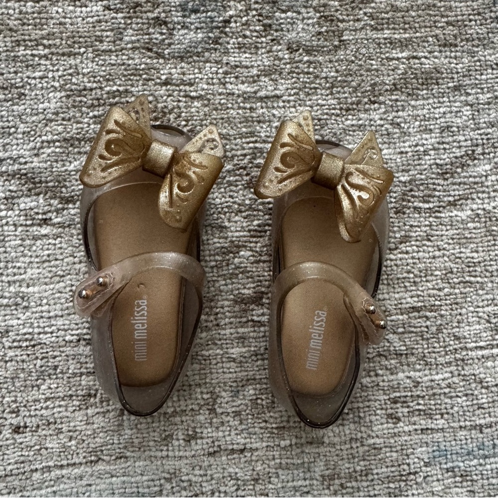 Mini Melissa Glittery Gold Jelly Sandals